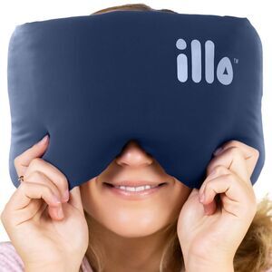 Illo Weighted Blue Sleep Mask Blackout Silk Blend Wearable Pillow Travel Mask